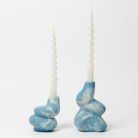 Betonové svícny Cuddle - Blue-White