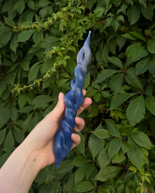 Dvojitá kroucená svíčka Hadaikum - Modrá