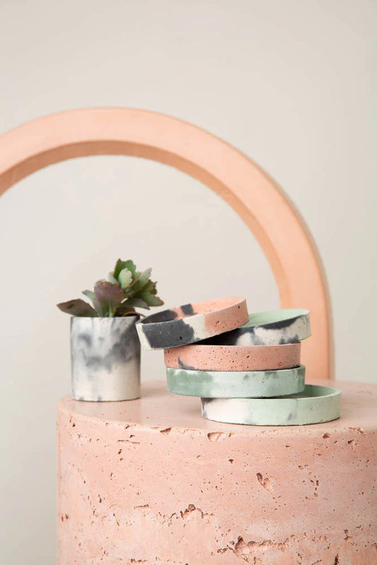 Malý betonový květináč - Khaki-Mint