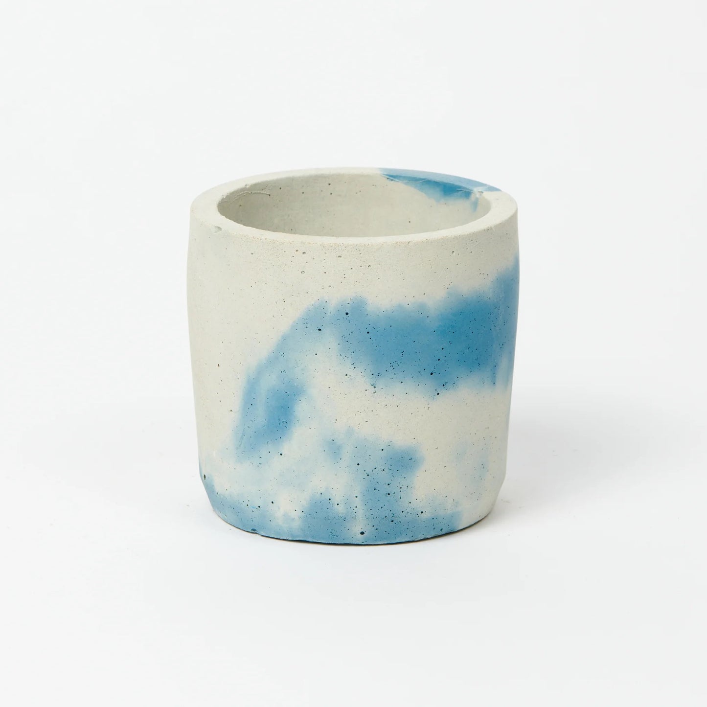 Medium Cylinder Concrete Pot - Blue-White
