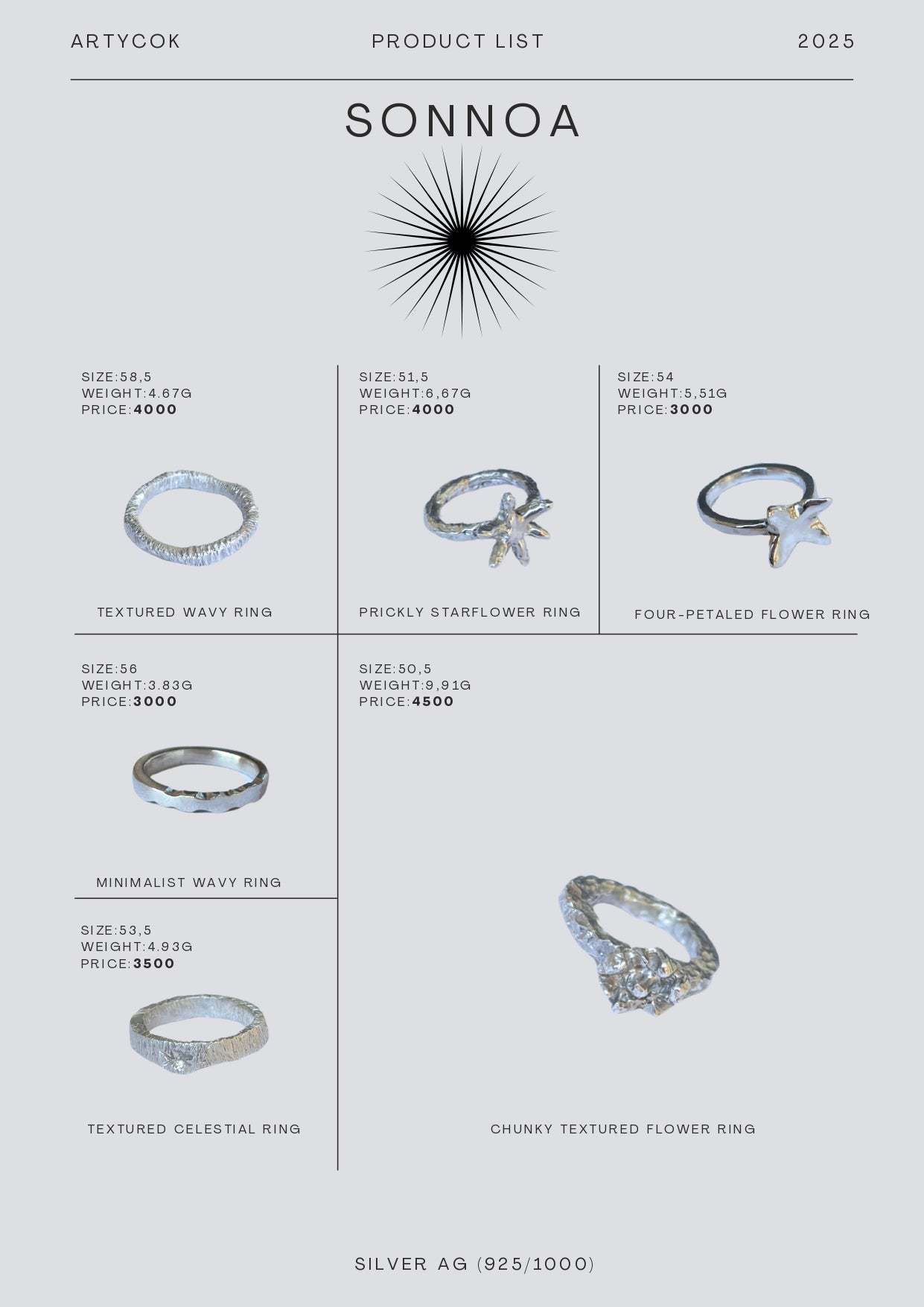 Sonnoa Stříbrný prsten #6 Textured Wavy Ring